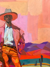 Image 2 of Lone Cowboy - 26x32" Acrylic On Canvas 