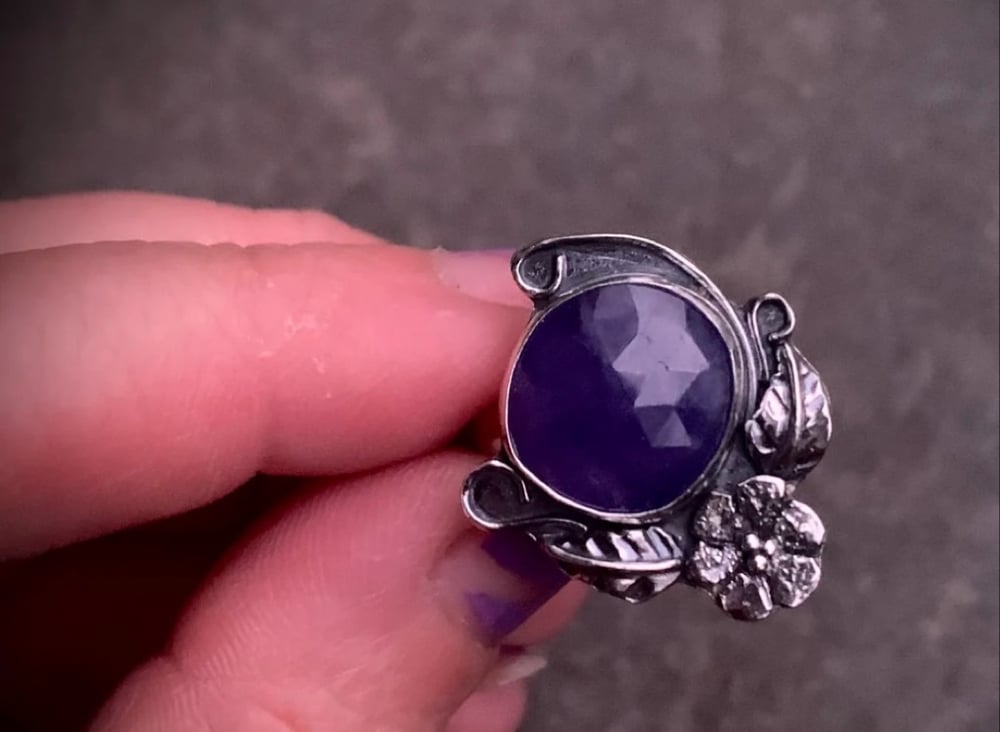 Image of Tanzanite Botanical Ring- Fina Moon Silver Studio