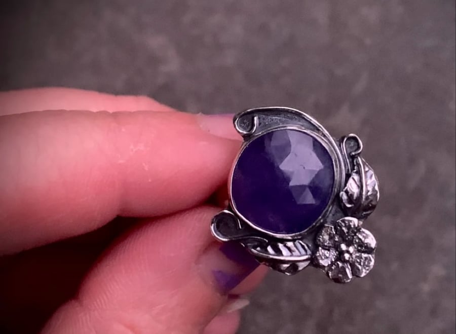 Image of Tanzanite Botanical Ring- Fina Moon Silver Studio