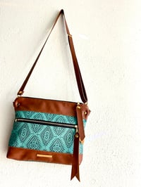 Image 7 of Teal boho crossbody with exterior pocket