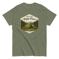 Image 1 of Unisex classic tee, Lost in the Right Place T-Shirt | Camping Explore Outdoor Graphic Tee