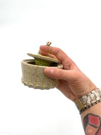 Image 1 of green chain handle jar