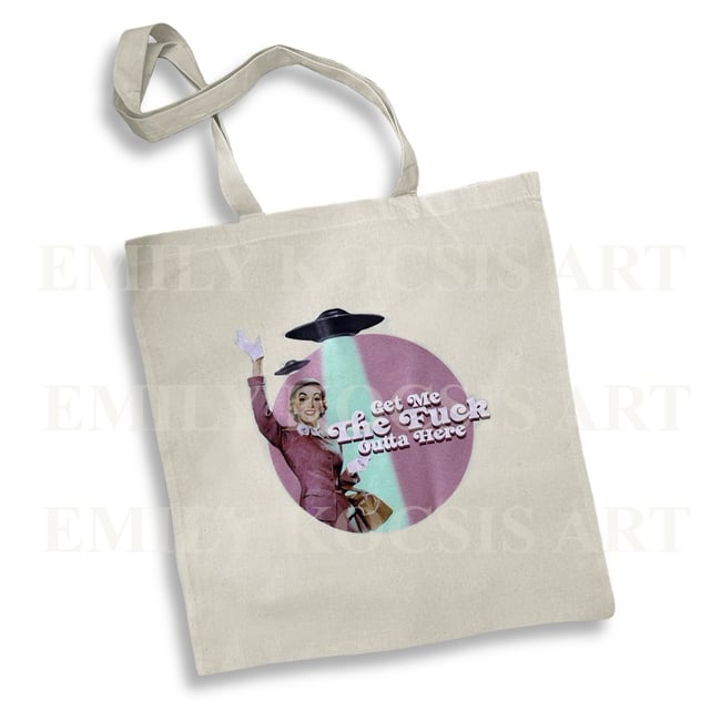 Ready to ship 16” Tote Bag Vintage UFO Retro Art