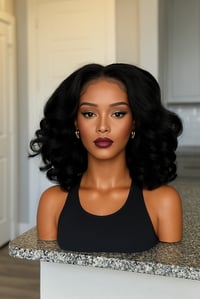 Image 1 of PEYTON| 12”  Pre-Plucked Curly Lace Front Wig Sweetheart Hairline -Effortless Glam 