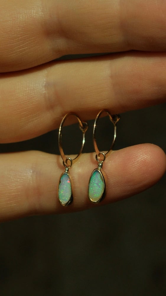 Image of Opal Gold hoops 