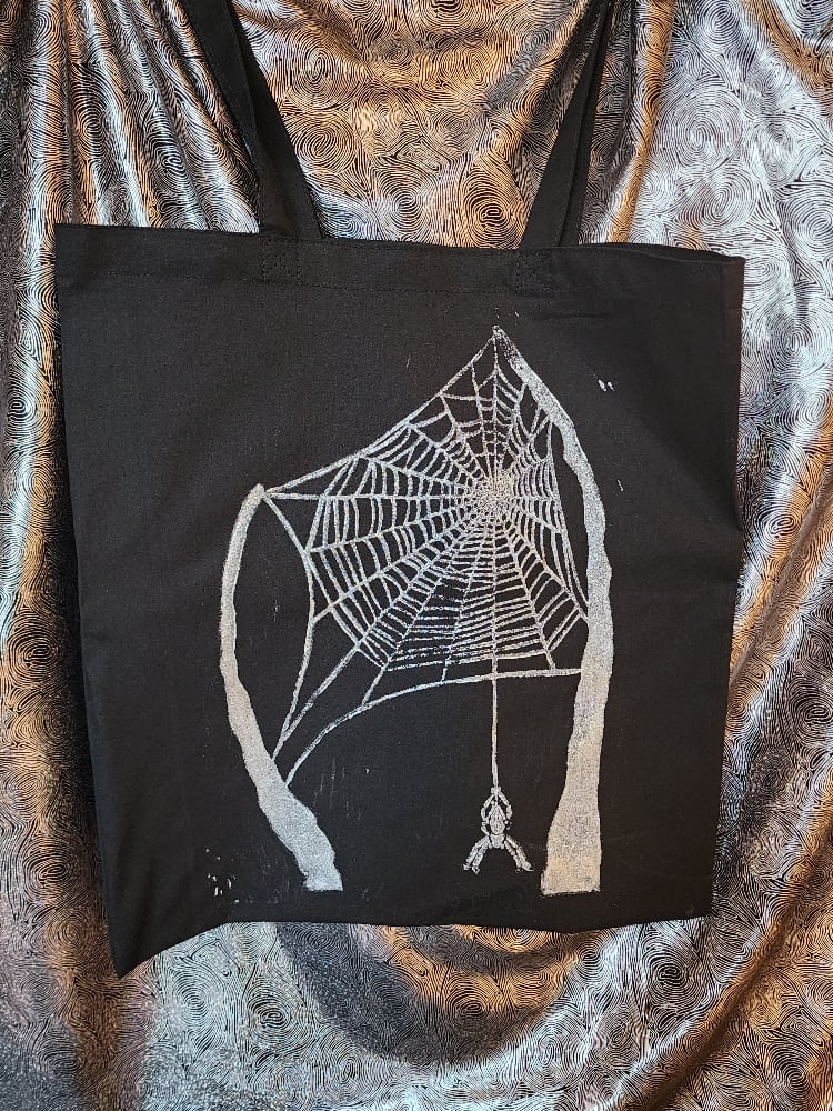Image of orb weaver tote bag