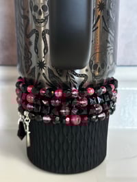Image 3 of Black & Pink Tumbler Bracelet Stack