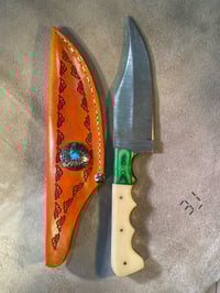 Image 1 of Damascus knife/sheath w/concho 