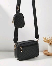 Image 4 of Women's Embroidered Diamond Pattern Shoulder Crossbody Bag With Matching Clutch Bag