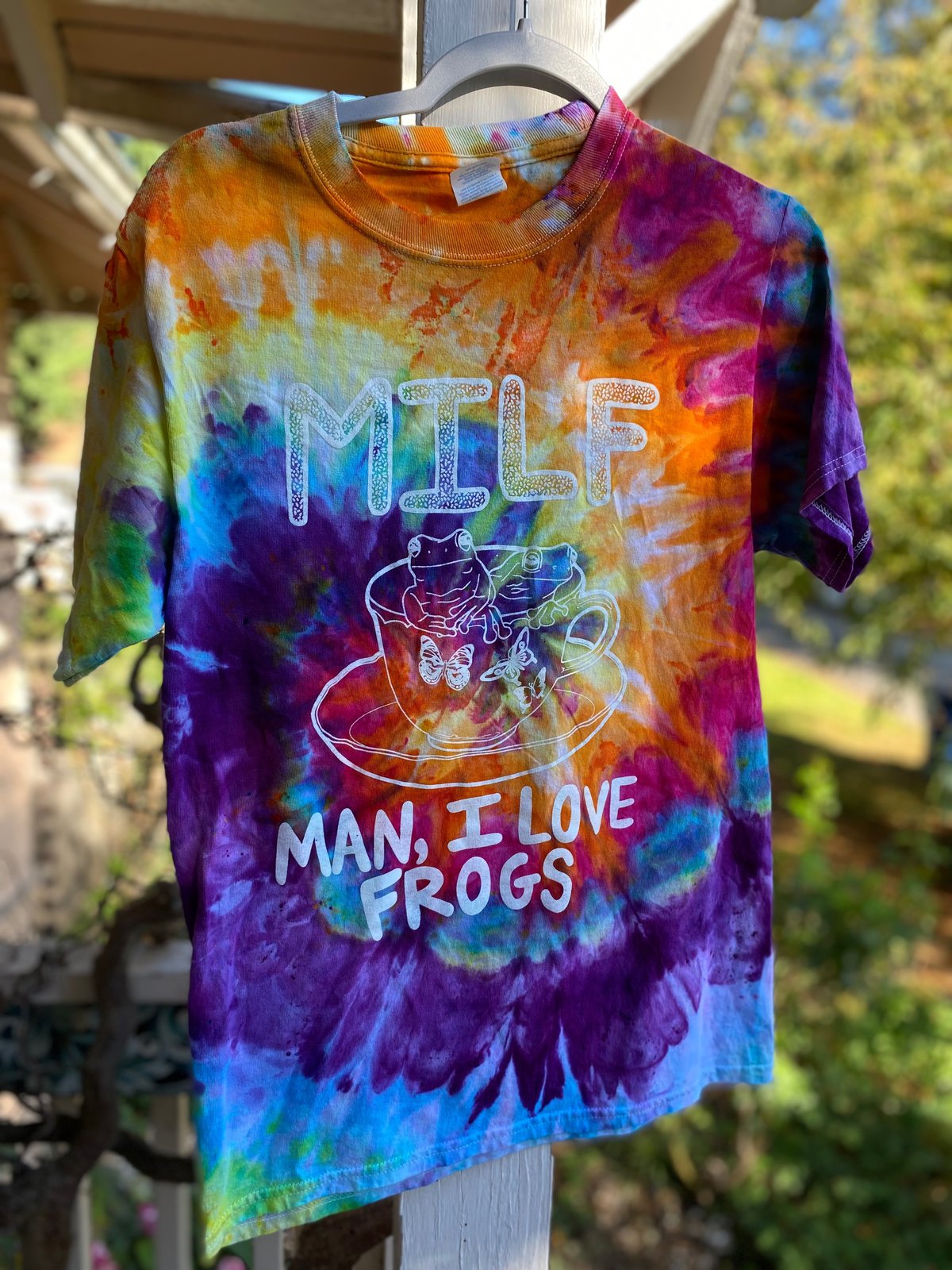 Image of MILF Man I Love Frogs Tie Dye Shirt Size Small 1