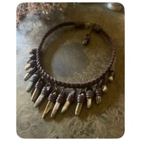 Image 2 of The Empress Necklace - Mixed Jaspers and Dark Brown Leather Quatre
