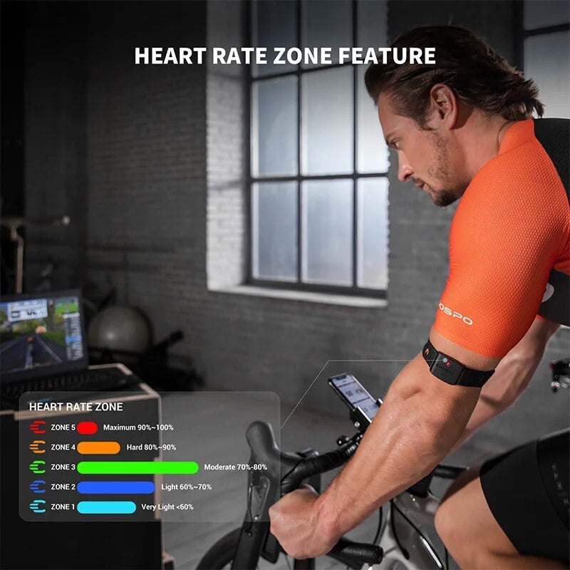 Image of COOSPO HW9 Armband Heart Rate Monitor with HR Zones/Calories HRM Sensor for Fitness Cycling BLE5.0 A