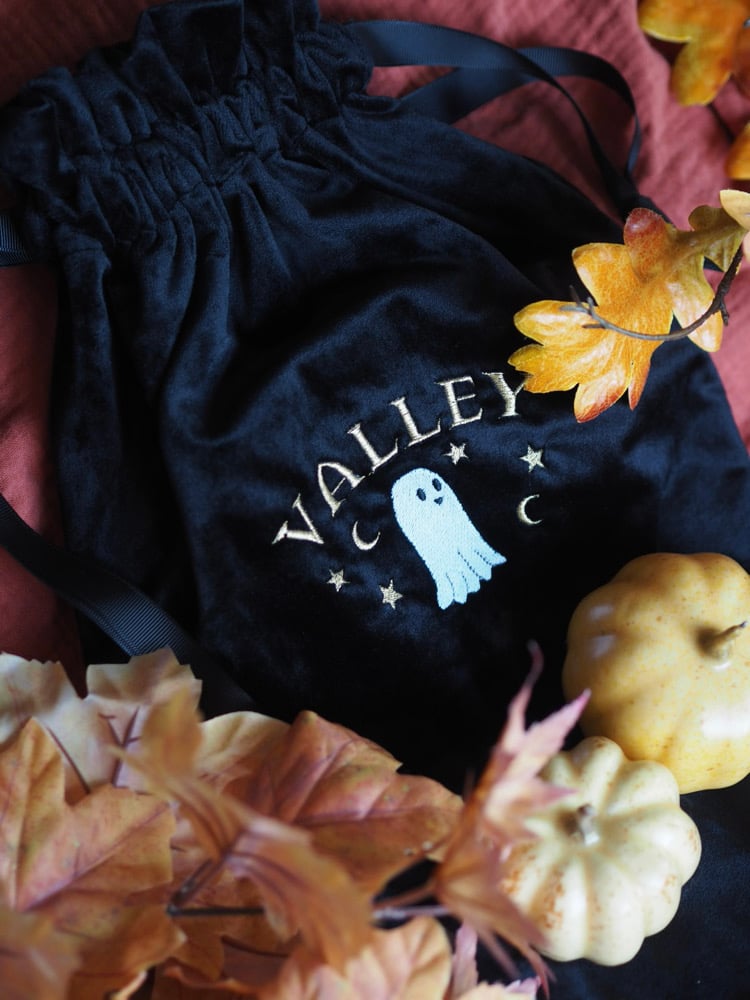 Image of Black Velvet drawstring bag