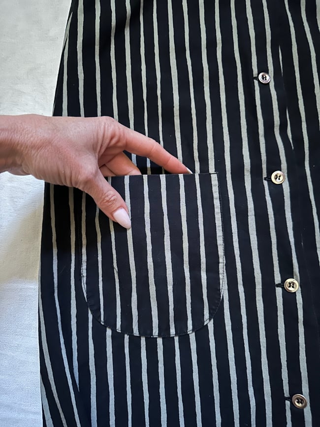 1970s Marimekko stripe flutter sleeve dress 