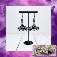 Iridescent Flecked Hanging Bat Earrings