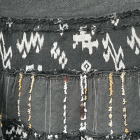 Image 7 of Black Patchwork Cotton Boho Tired Midi Skirt - by Bird - Size M