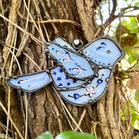 Image 2 of Blue & Lilac Folk Style Bird Suncatcher 