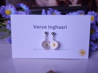 Image 3 of Dainty  Mother of Pearl Daisy Earrings
