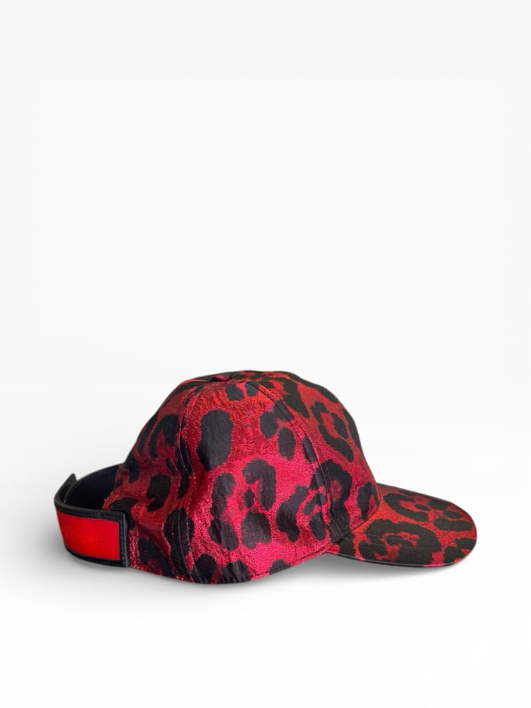 Image of Dolce & Gabbana Red Leopard Baseball Hat