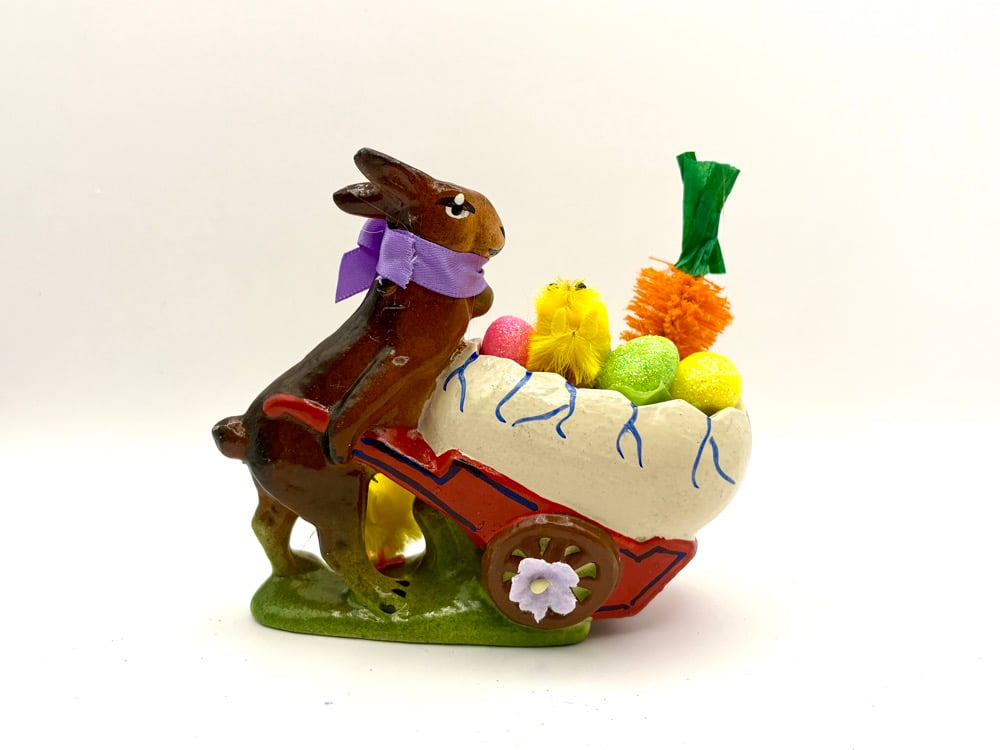 Retro Spring Bunny with Egg Wheelbarrow Tabletop Display | Joanne