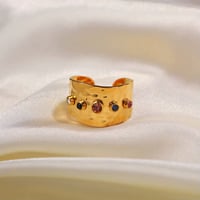 Image 1 of LORENA Cubic Zirconia Gemstone 18ct Gold Statement Ring 