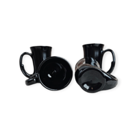 Image 4 of Set of 4 Black Amethyst Horn Mugs