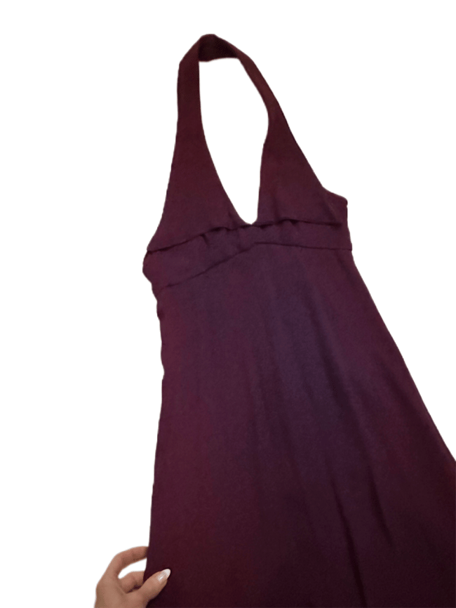 late 1960s BIBA London plum ombre halter dress maxi