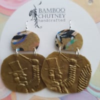 Image 3 of Upcycled Gold Ringmaster Earrings