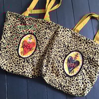 Image 16 of Black  or red Sacred Heart Bag with cheetah cotton fabric