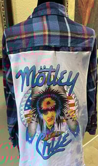 Vintage Blue/Red/White Flannel Shirt Motley Crue
