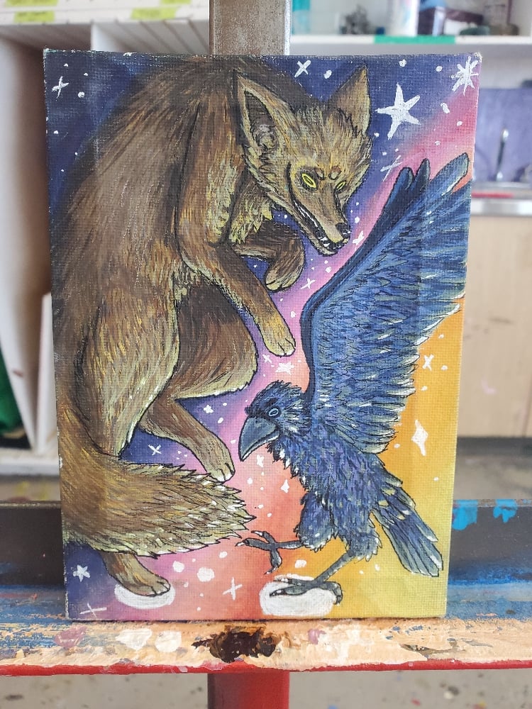 Image of coyote and raven