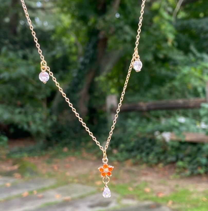 Image of Shimmering Florals Necklace (Tangerine or Purple)