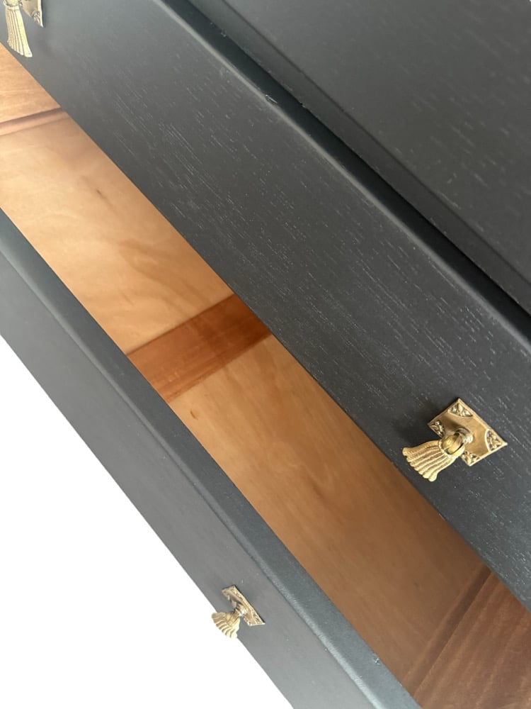 Image of Stunning black & gold oak chest of drawers 
