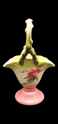 Image 2 of Vintage Hull Pottery Woodland Basket With Handle W9-8 34"