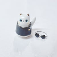 Image 3 of White cat with Gojo outfit Ceramic Figurine #1