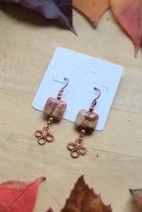 Image 3 of Fossilized Coral Copper Earrings