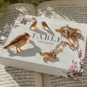 Image of Fable Enamel Robin Stud Earrings
