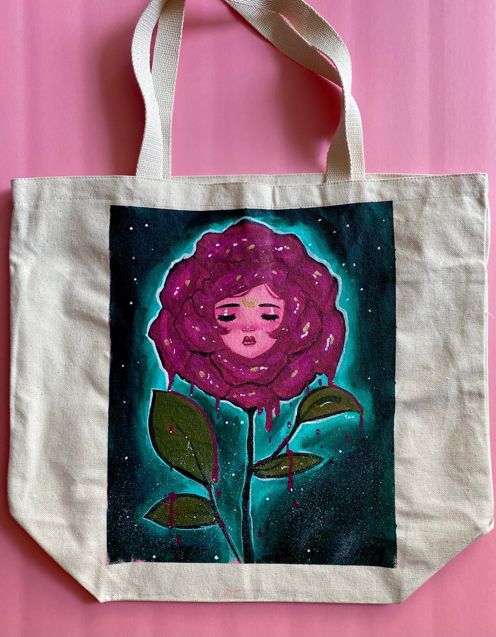 Nocturne hand painted tote bag 