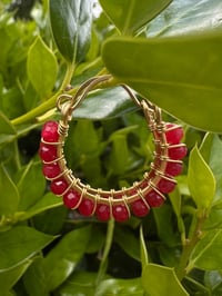 Image 1 of DRACA — Red Jade Swing Hoop Earrings