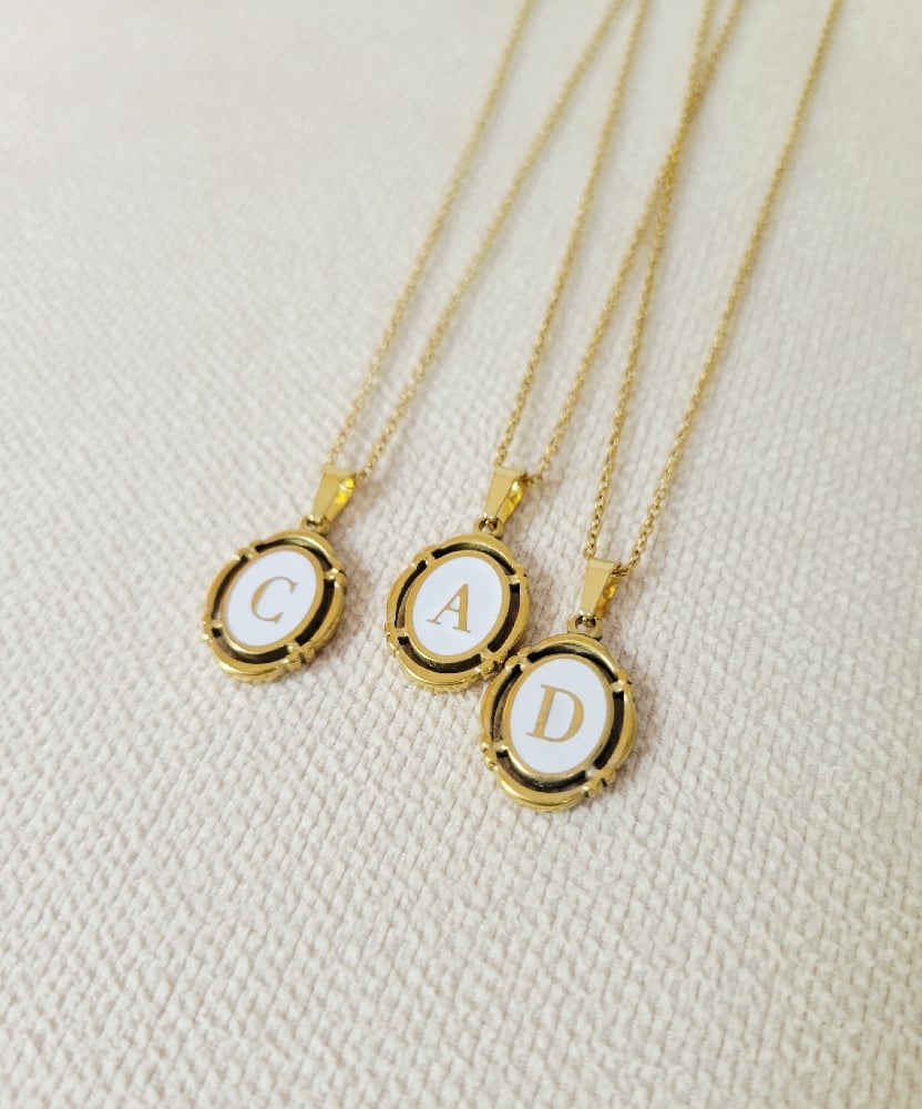 Image of Oval Letter Necklace 
