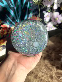 Image 4 of AB Silver 16oz. glass snowglobe tumbler