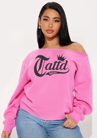 73% off VDAY SWEATER!!! Tattd Queen off shoulder👑!!! PINK&BLACK 🩷🖤