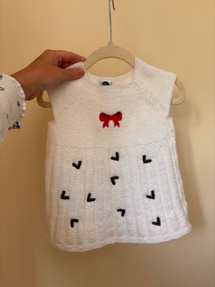 Image of Hand knitted white dress