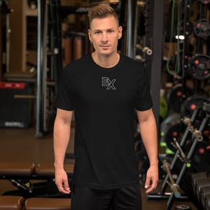 Image of Men's EX Hollow Logo Embroidered Black Tee