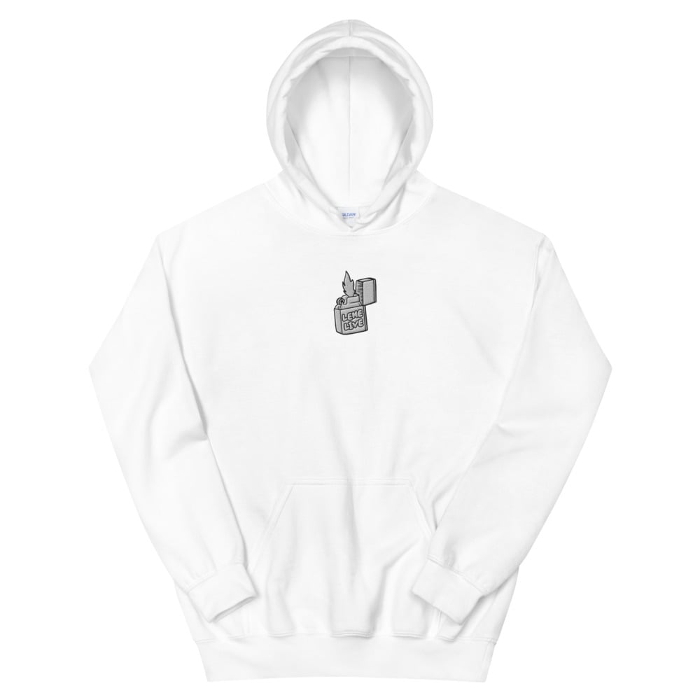 Image of LIGHTER LOGO HOODIE - WHITE