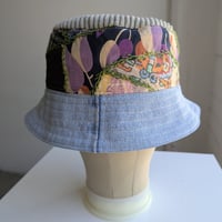 Image 4 of Reworked LÁ Reversible Bucket Hat 40s Quilt top XL 24