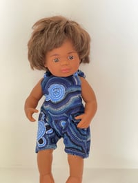Desert Path Blue- Doll Overalls