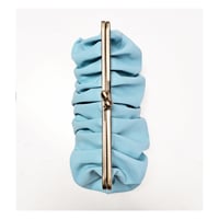 Image 1 of *NEW* Gathered Powder Blue Leather Clutch