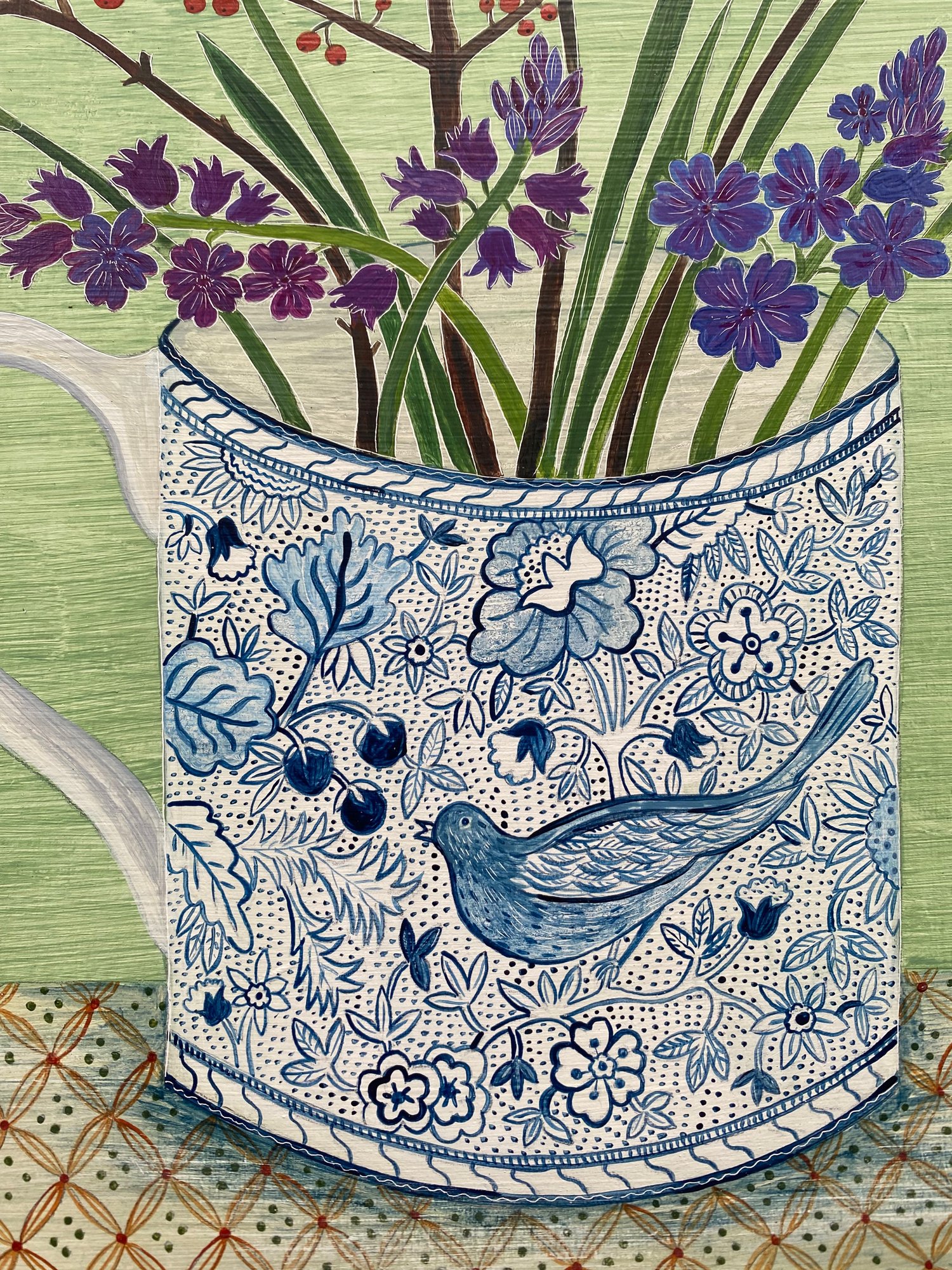Image of Bird cup and winter flowers