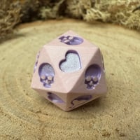 Image 2 of Pink and Lilac Death Save D20 Dice for Dungeons and Dragons